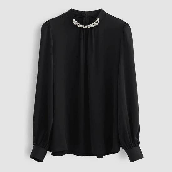 Black Pearl Neck Top