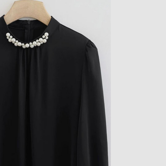 Black Pearl Neck Top