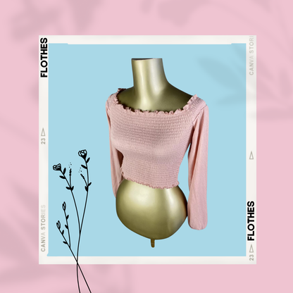 Square Neck Shirred Cropped Top