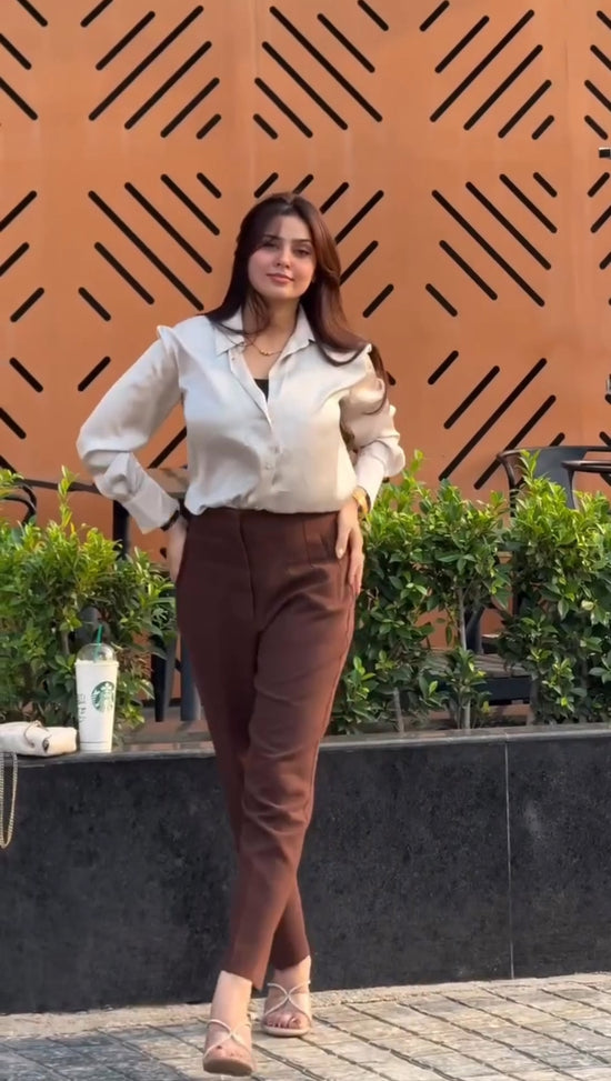 Brown HIGH-WAISTED Trouser