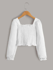 Frill Hem Shirred Top