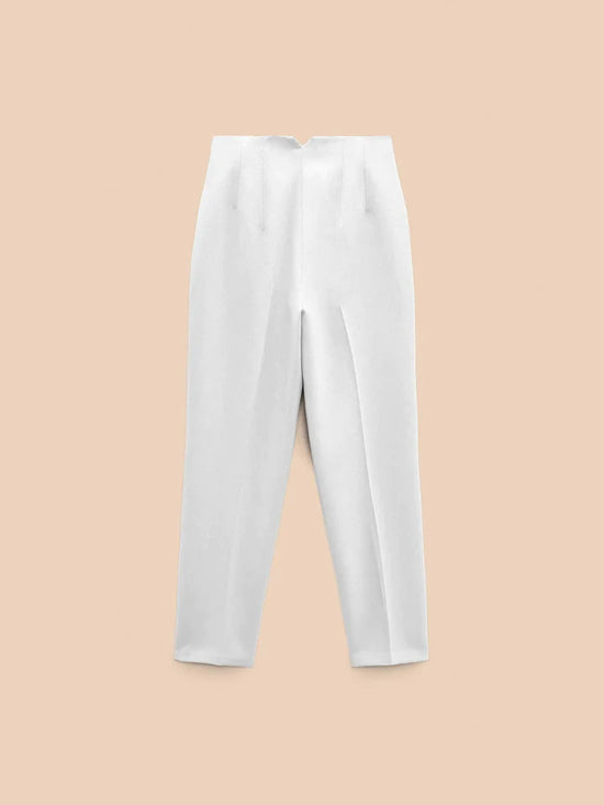 White High Waisted Pants