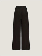 Casual Striped High Waist Wide Leg Straight Trousers