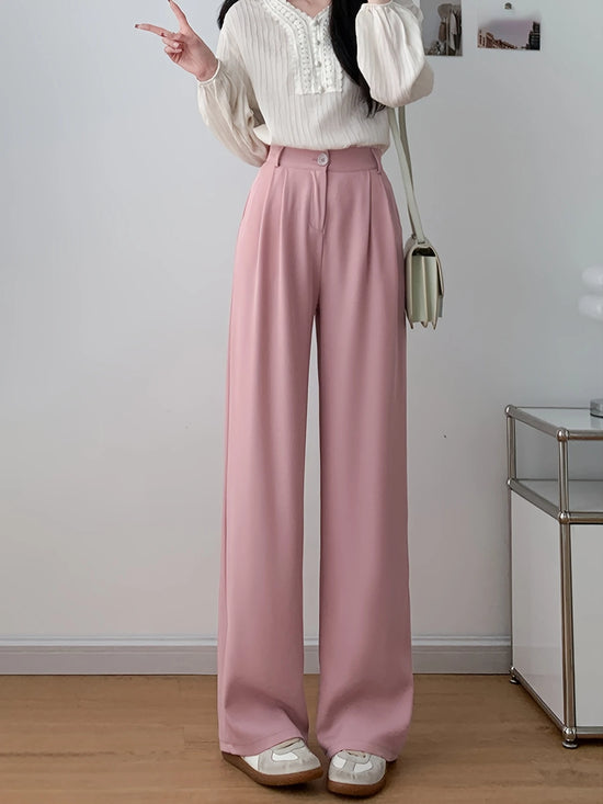 Single-Button Loose Trousers