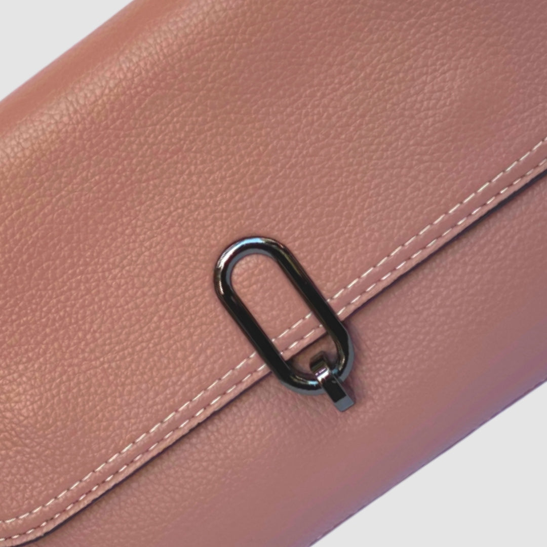 Tea Pink Leather Shoulder Bag