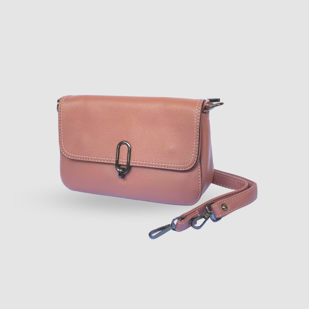 Tea Pink Leather Shoulder Bag